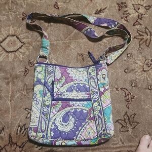 Vera Bradley Purple and Green Crossbody Bag with Paisley Print